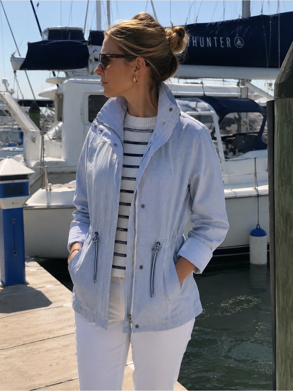 GAP • Blue/White Microstriped Utility Jacket